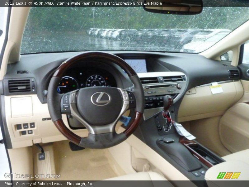 Starfire White Pearl / Parchment/Espresso Birds Eye Maple 2013 Lexus RX 450h AWD