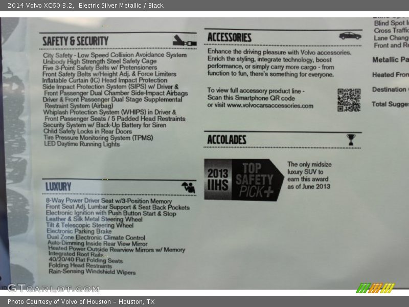  2014 XC60 3.2 Window Sticker