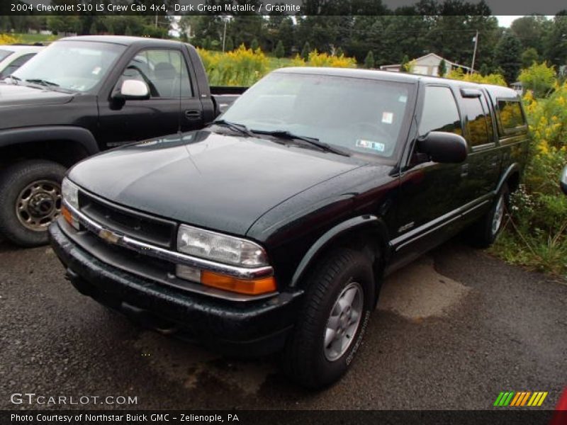 Dark Green Metallic / Graphite 2004 Chevrolet S10 LS Crew Cab 4x4