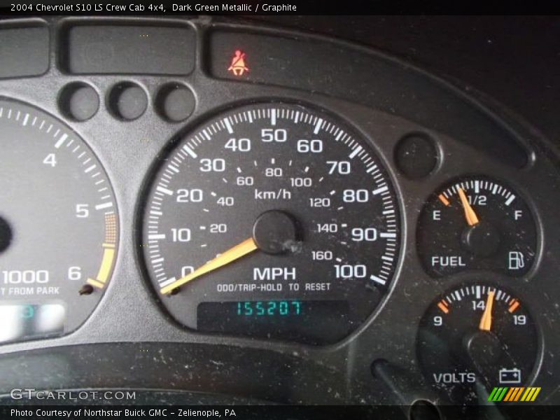 Dark Green Metallic / Graphite 2004 Chevrolet S10 LS Crew Cab 4x4