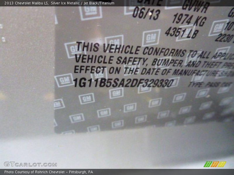 Silver Ice Metallic / Jet Black/Titanium 2013 Chevrolet Malibu LS