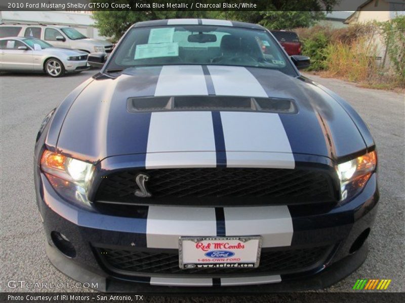 Kona Blue Metallic / Charcoal Black/White 2010 Ford Mustang Shelby GT500 Coupe