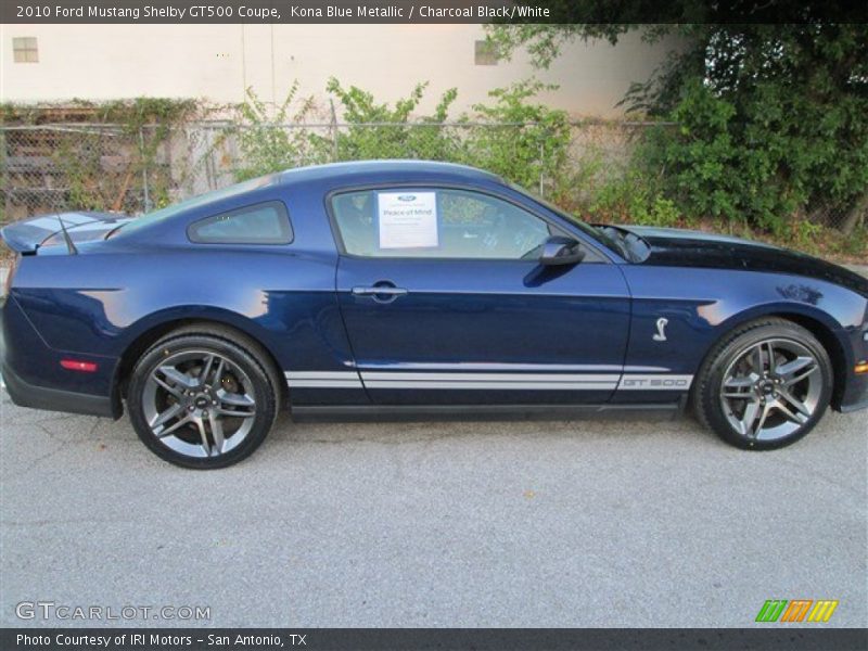 Kona Blue Metallic / Charcoal Black/White 2010 Ford Mustang Shelby GT500 Coupe