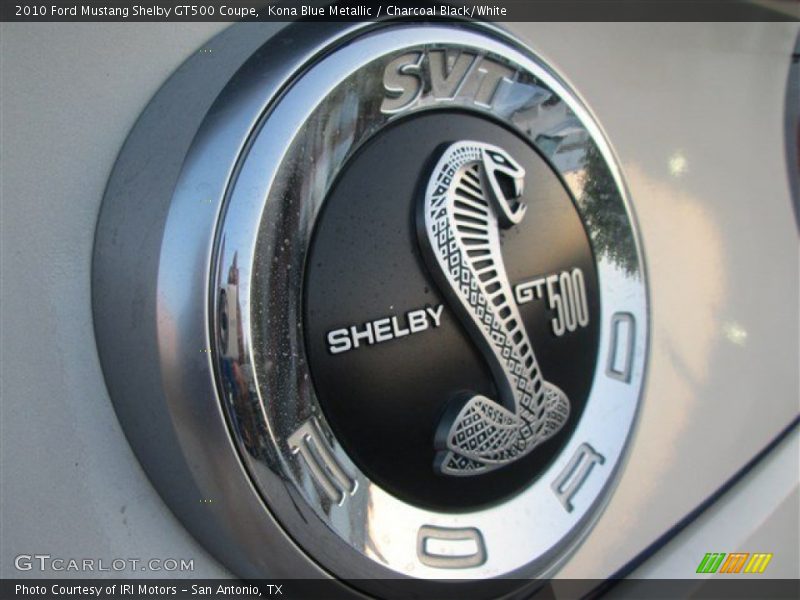 Kona Blue Metallic / Charcoal Black/White 2010 Ford Mustang Shelby GT500 Coupe