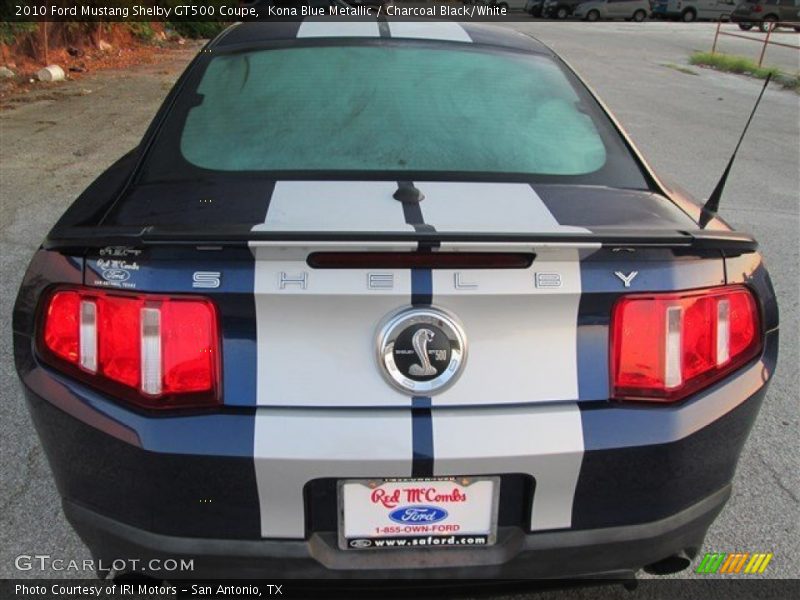 Kona Blue Metallic / Charcoal Black/White 2010 Ford Mustang Shelby GT500 Coupe