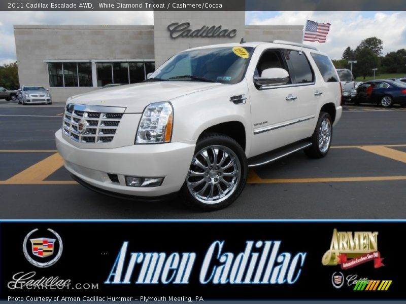White Diamond Tricoat / Cashmere/Cocoa 2011 Cadillac Escalade AWD