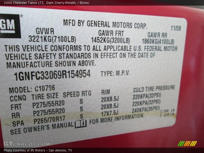 Dark Cherry Metallic / Ebony 2009 Chevrolet Tahoe LTZ