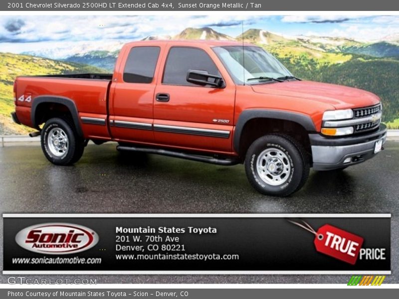 Sunset Orange Metallic / Tan 2001 Chevrolet Silverado 2500HD LT Extended Cab 4x4