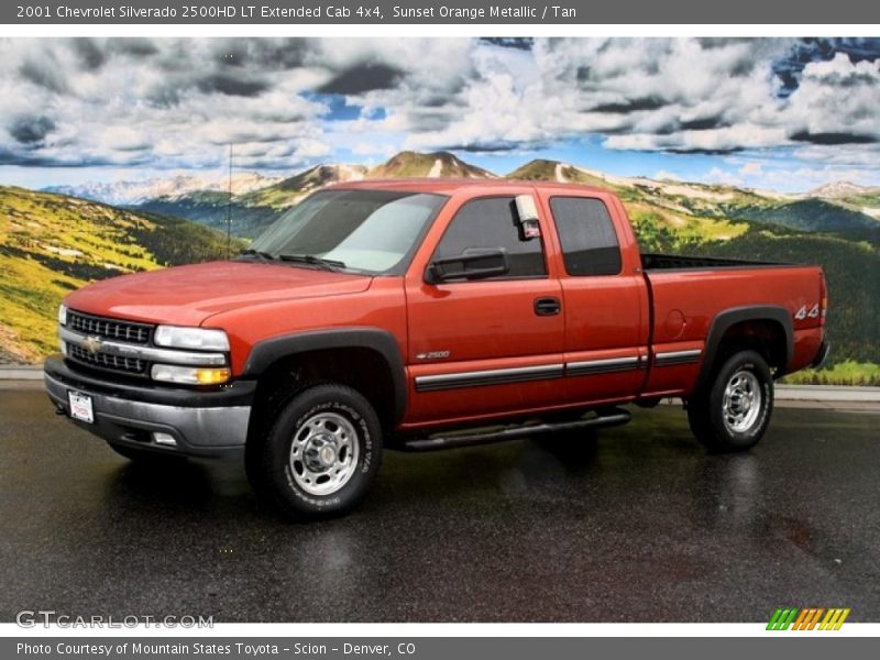 Sunset Orange Metallic / Tan 2001 Chevrolet Silverado 2500HD LT Extended Cab 4x4