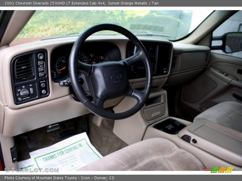 Sunset Orange Metallic / Tan 2001 Chevrolet Silverado 2500HD LT Extended Cab 4x4