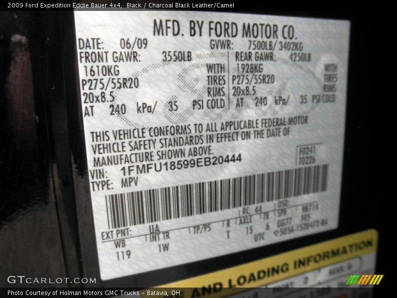 Black / Charcoal Black Leather/Camel 2009 Ford Expedition Eddie Bauer 4x4