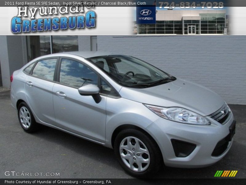 Ingot Silver Metallic / Charcoal Black/Blue Cloth 2011 Ford Fiesta SE SFE Sedan