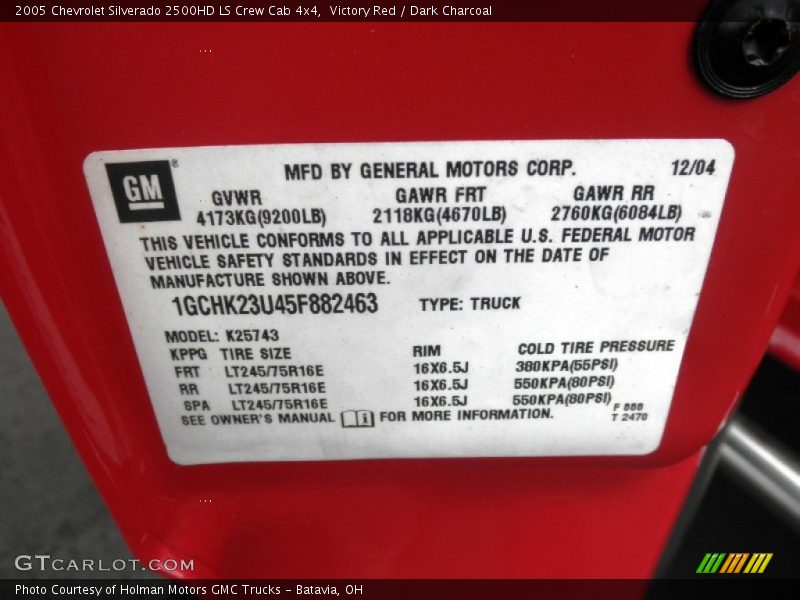 Victory Red / Dark Charcoal 2005 Chevrolet Silverado 2500HD LS Crew Cab 4x4