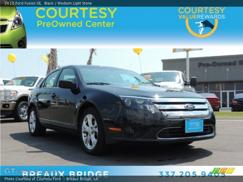 Black / Medium Light Stone 2012 Ford Fusion SE