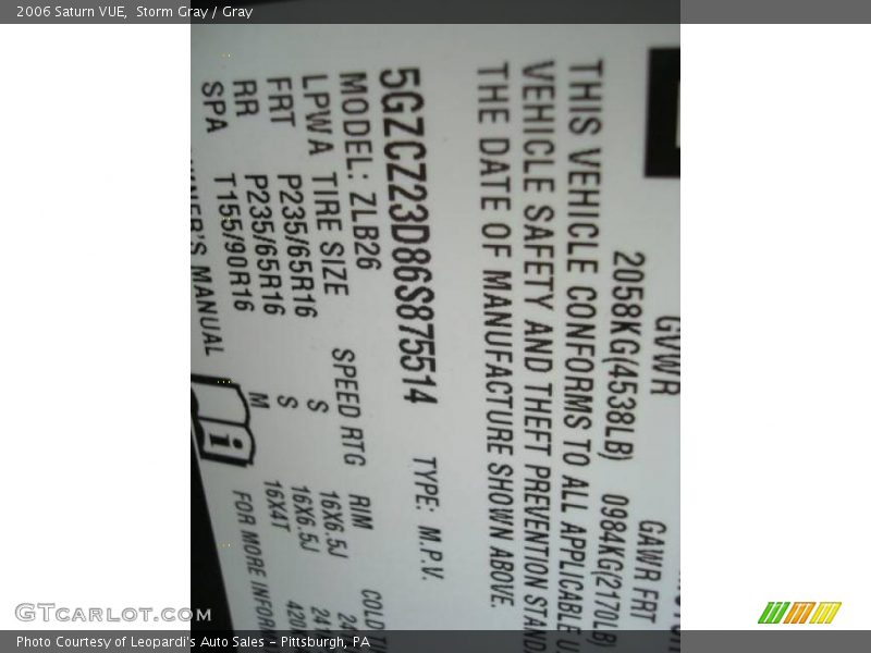 Storm Gray / Gray 2006 Saturn VUE