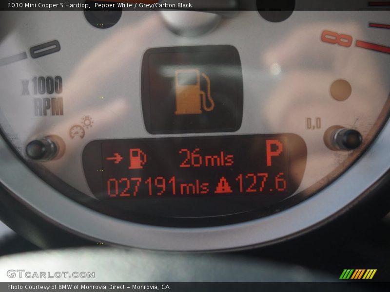 Pepper White / Grey/Carbon Black 2010 Mini Cooper S Hardtop