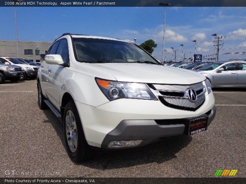 Aspen White Pearl / Parchment 2008 Acura MDX Technology