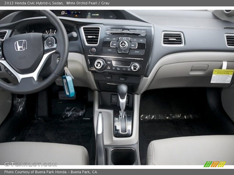 White Orchid Pearl / Gray 2013 Honda Civic Hybrid-L Sedan