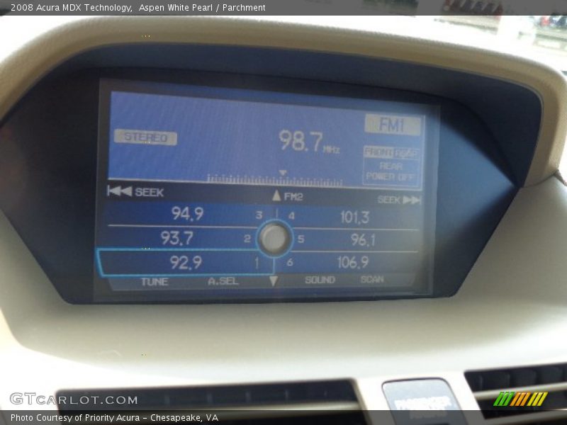 Aspen White Pearl / Parchment 2008 Acura MDX Technology
