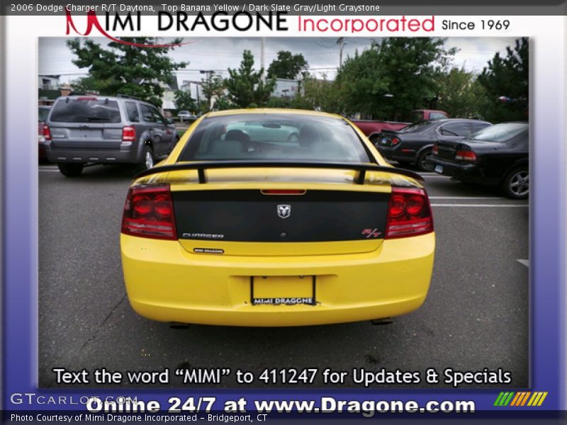 Top Banana Yellow / Dark Slate Gray/Light Graystone 2006 Dodge Charger R/T Daytona