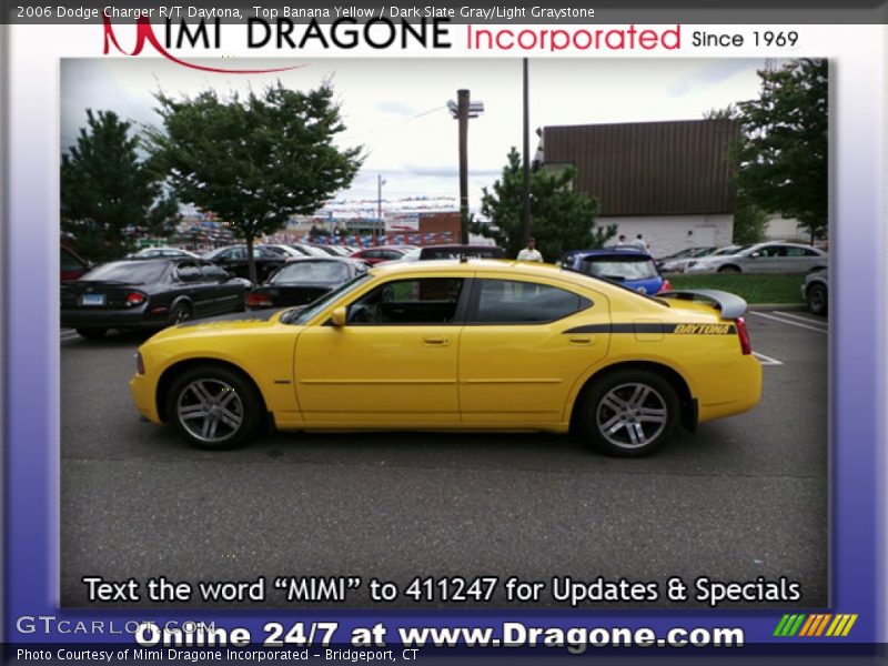 Top Banana Yellow / Dark Slate Gray/Light Graystone 2006 Dodge Charger R/T Daytona