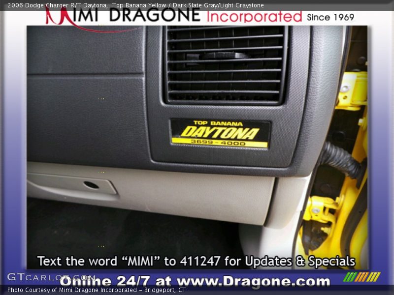 Top Banana Yellow / Dark Slate Gray/Light Graystone 2006 Dodge Charger R/T Daytona