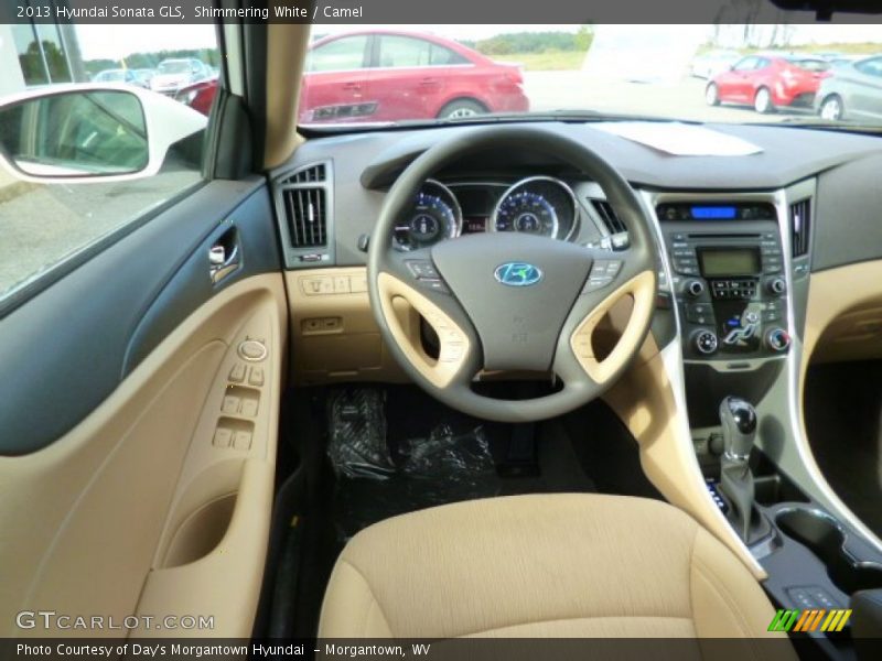 Shimmering White / Camel 2013 Hyundai Sonata GLS