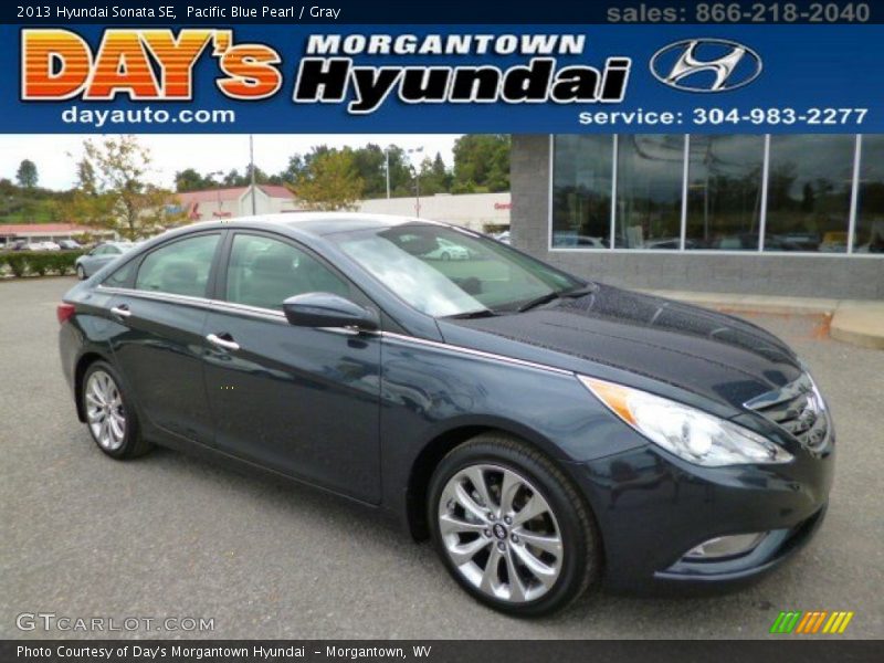 Pacific Blue Pearl / Gray 2013 Hyundai Sonata SE