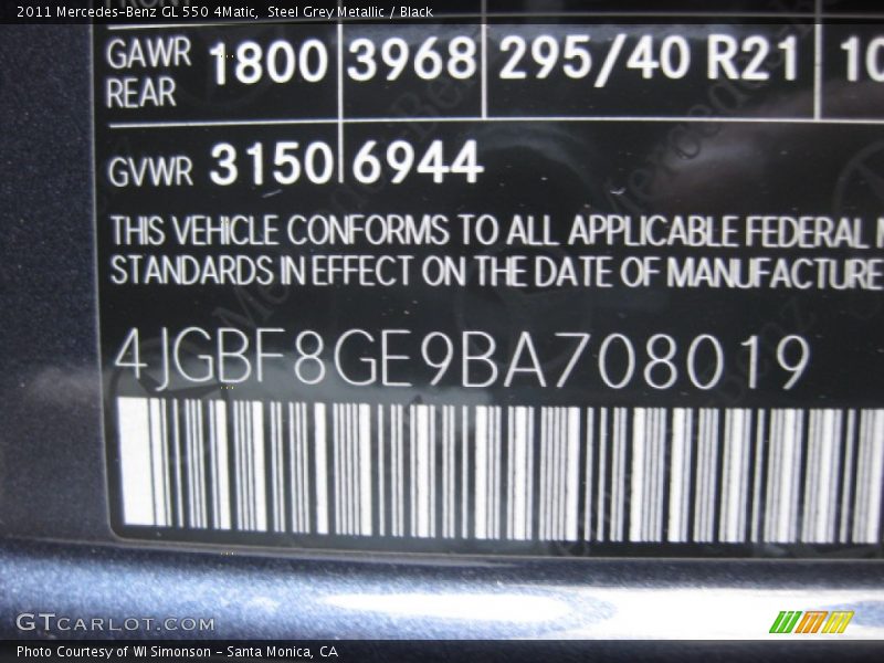Steel Grey Metallic / Black 2011 Mercedes-Benz GL 550 4Matic