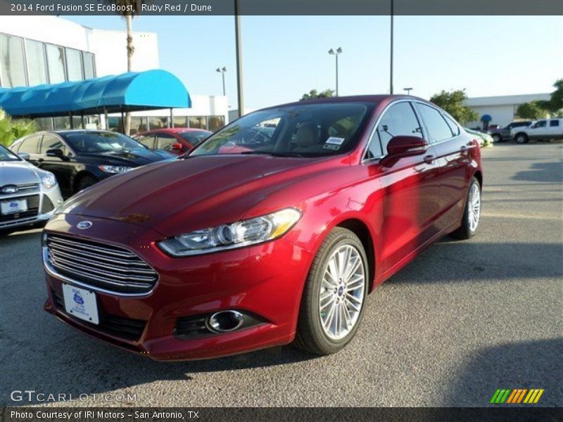 Ruby Red / Dune 2014 Ford Fusion SE EcoBoost