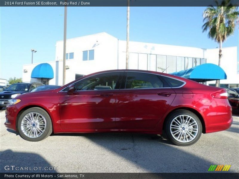 Ruby Red / Dune 2014 Ford Fusion SE EcoBoost