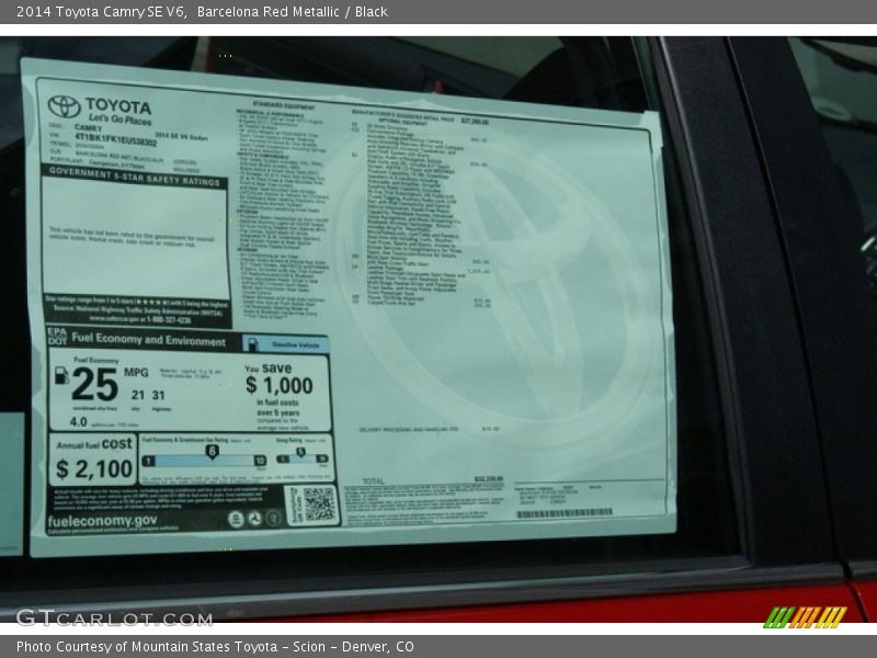 Barcelona Red Metallic / Black 2014 Toyota Camry SE V6