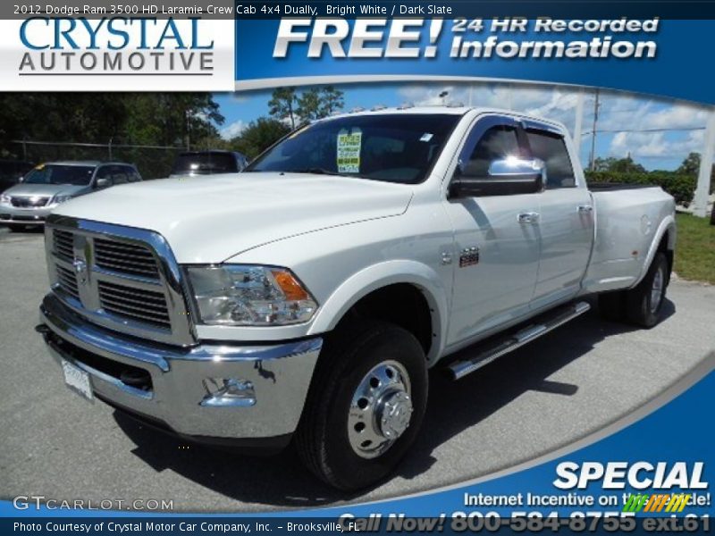 Bright White / Dark Slate 2012 Dodge Ram 3500 HD Laramie Crew Cab 4x4 Dually