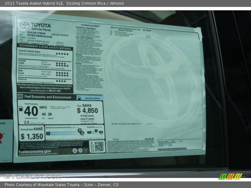 Sizzling Crimson Mica / Almond 2013 Toyota Avalon Hybrid XLE