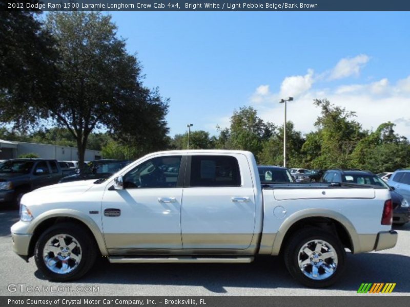 Bright White / Light Pebble Beige/Bark Brown 2012 Dodge Ram 1500 Laramie Longhorn Crew Cab 4x4