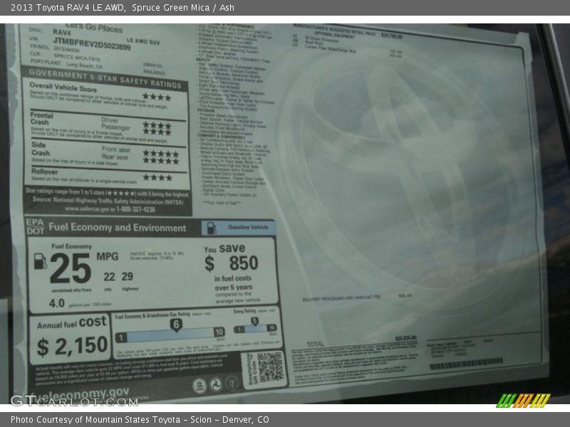 Spruce Green Mica / Ash 2013 Toyota RAV4 LE AWD