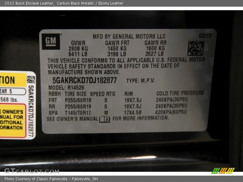 Carbon Black Metallic / Ebony Leather 2013 Buick Enclave Leather