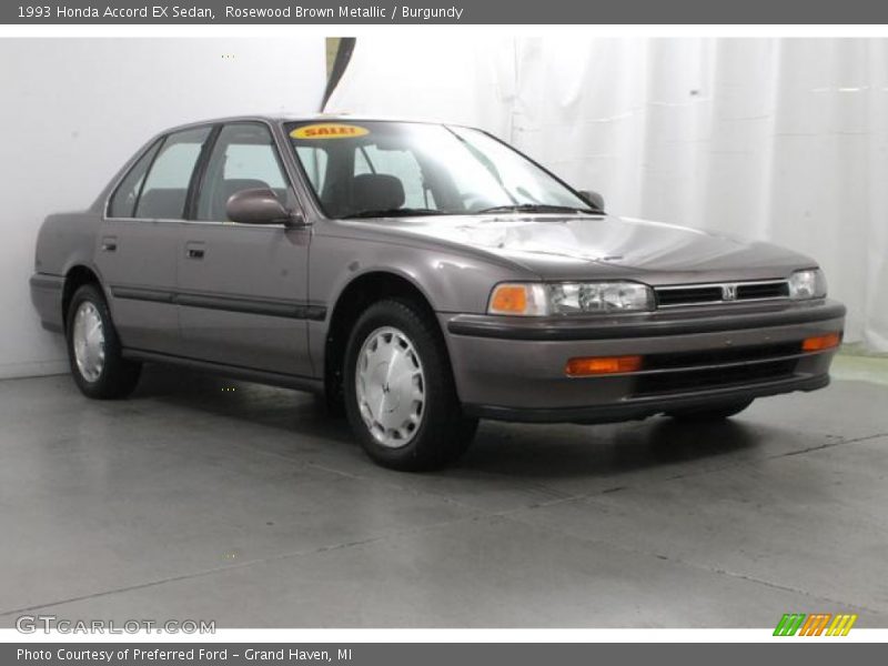 Rosewood Brown Metallic / Burgundy 1993 Honda Accord EX Sedan