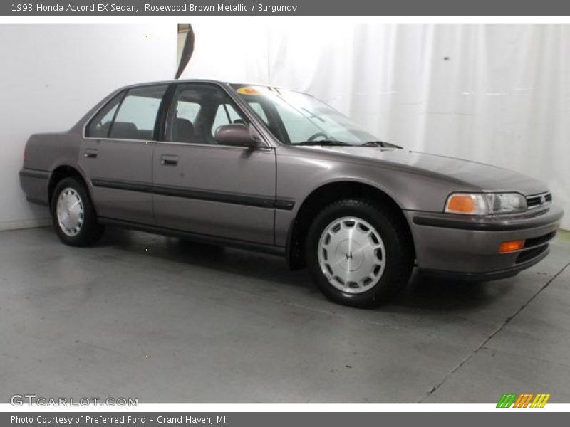 Rosewood Brown Metallic / Burgundy 1993 Honda Accord EX Sedan