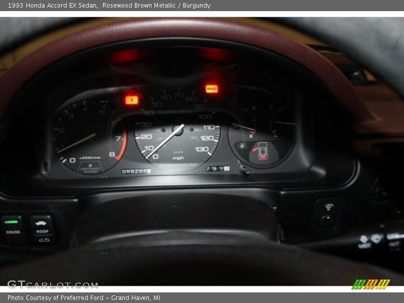 Rosewood Brown Metallic / Burgundy 1993 Honda Accord EX Sedan