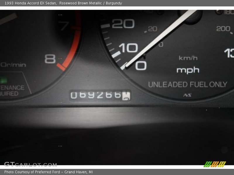 Rosewood Brown Metallic / Burgundy 1993 Honda Accord EX Sedan