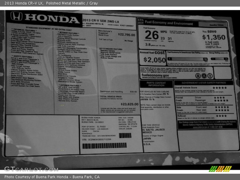 Polished Metal Metallic / Gray 2013 Honda CR-V LX