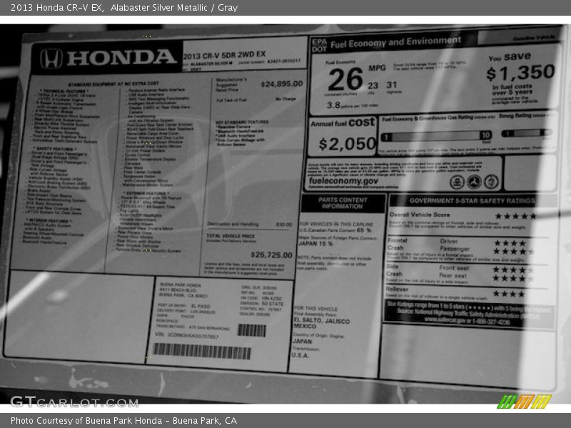 Alabaster Silver Metallic / Gray 2013 Honda CR-V EX