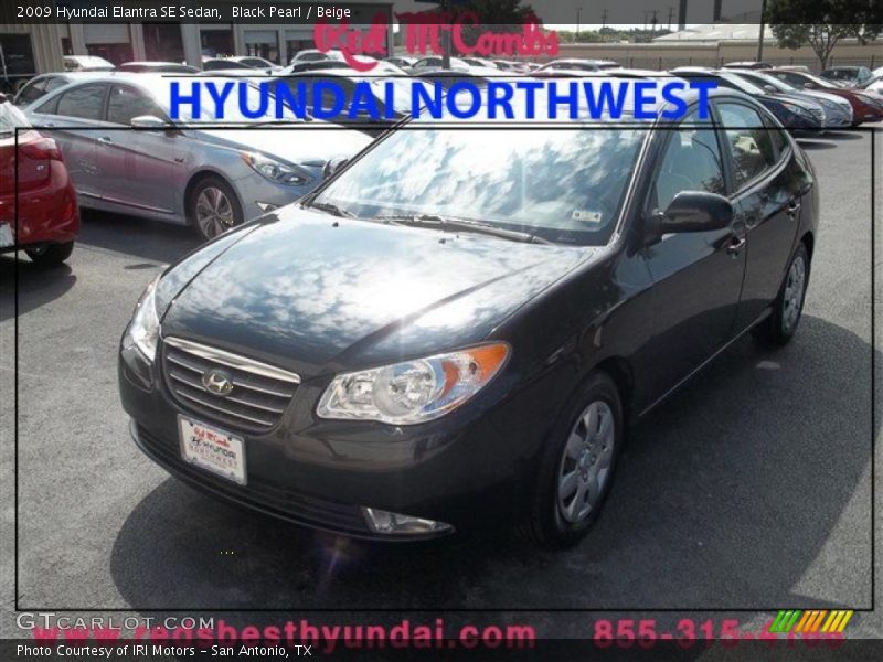 Black Pearl / Beige 2009 Hyundai Elantra SE Sedan