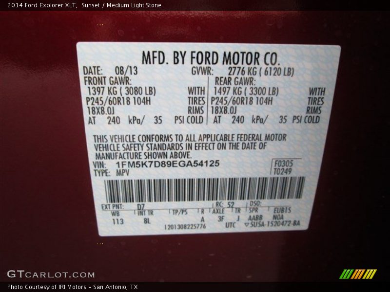 Sunset / Medium Light Stone 2014 Ford Explorer XLT