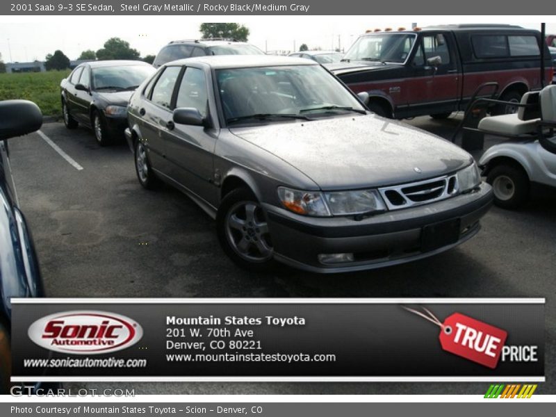 Steel Gray Metallic / Rocky Black/Medium Gray 2001 Saab 9-3 SE Sedan