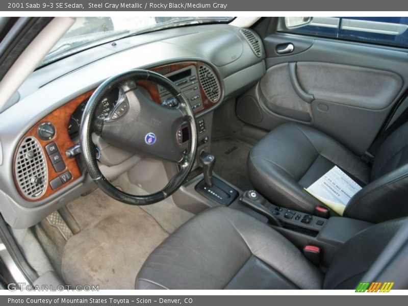 Steel Gray Metallic / Rocky Black/Medium Gray 2001 Saab 9-3 SE Sedan