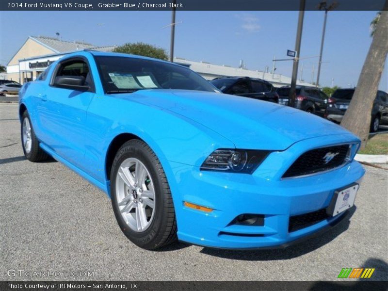 Grabber Blue / Charcoal Black 2014 Ford Mustang V6 Coupe