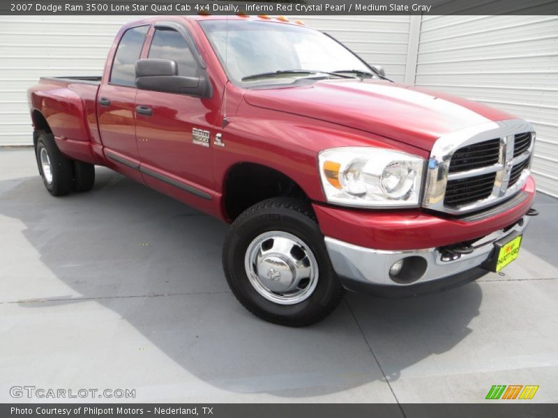 Inferno Red Crystal Pearl / Medium Slate Gray 2007 Dodge Ram 3500 Lone Star Quad Cab 4x4 Dually