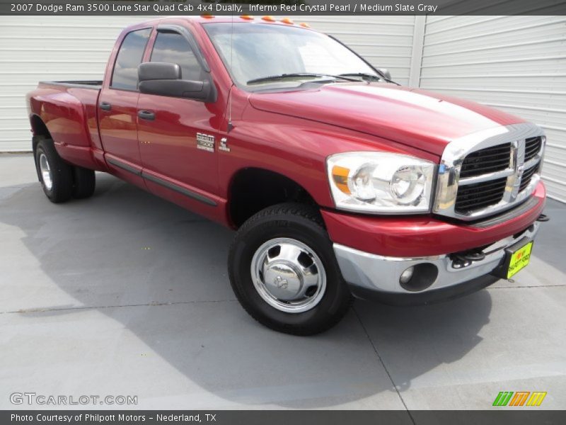 Inferno Red Crystal Pearl / Medium Slate Gray 2007 Dodge Ram 3500 Lone Star Quad Cab 4x4 Dually